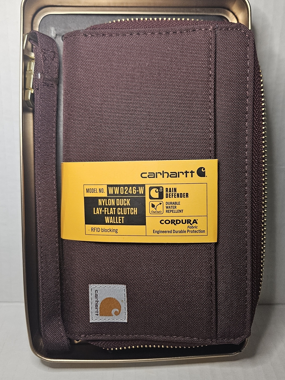 Carhartt Womens Nylon Duck Lay Flat Clutch Wallet rain defender zipper WW0246-w